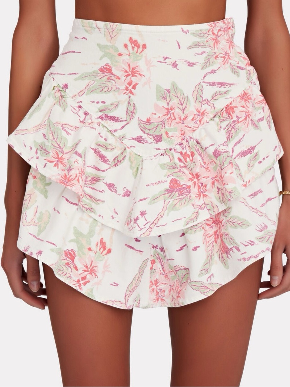 MOTHER Floral Tiered Ruffle Mini Skirt NWT Size 32